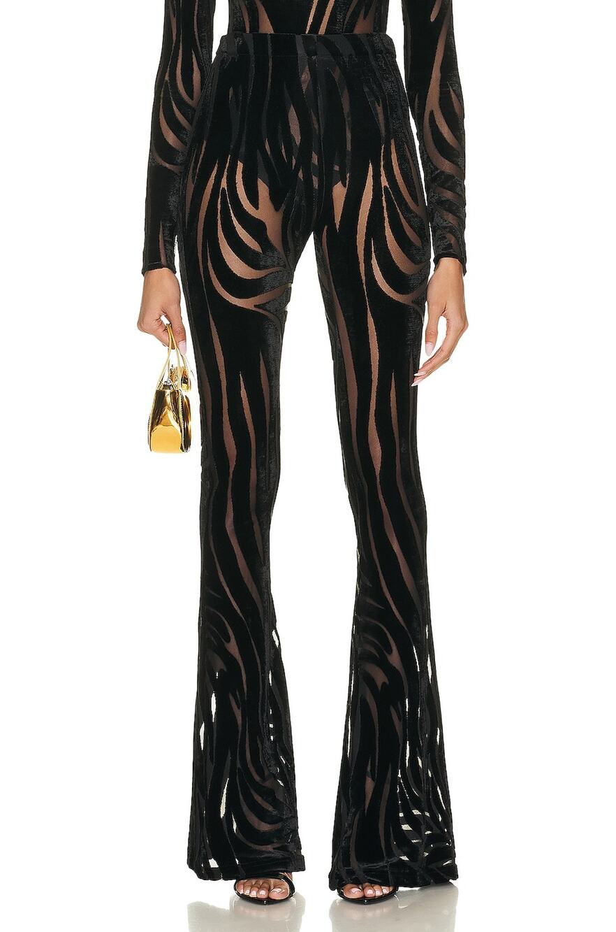 Versace Velvet Black Wide Leg Pants Size 38 IT / US 2